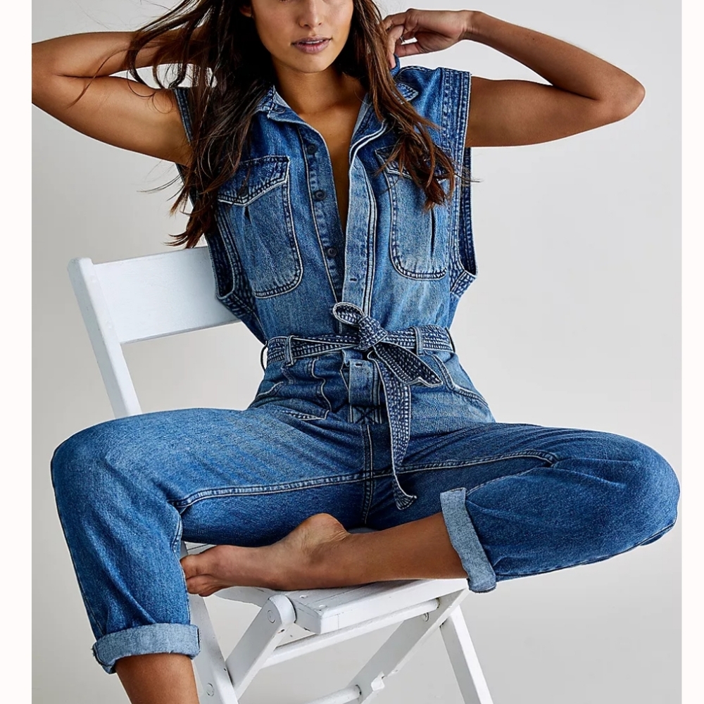 NEW We The Free by Free People Sydney Coverall in Denim Size Small